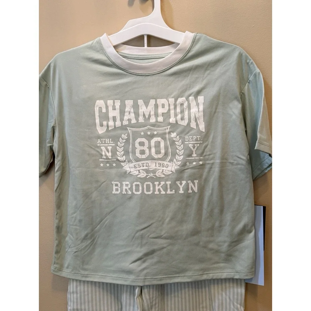 Art Class Girls Two-Piece Lt Green Champion/Brooklyn Pajama Set Sz L (10/12) NWT